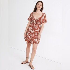 Madewell silk sunflower mini dress sz 6